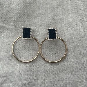Connected stud and hoops earring